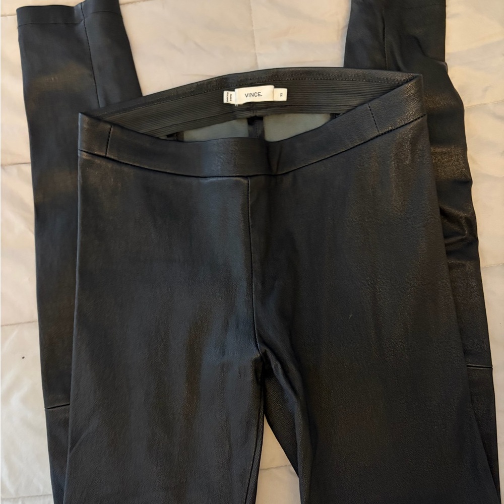 Vince Black Leather Fitted Jeans